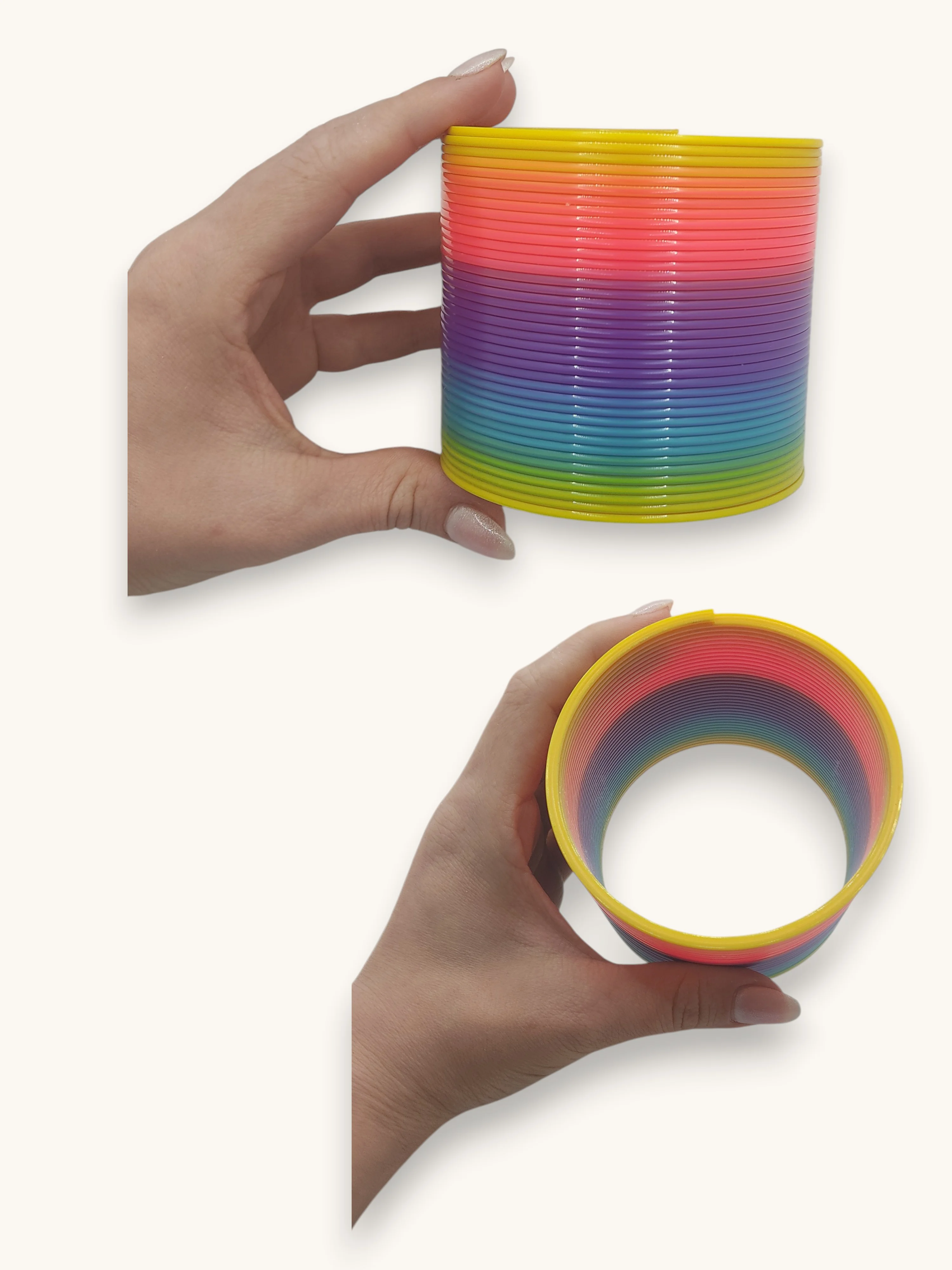 Büyük Boy Gökkuşağı Stres Yayı Oyuncak Stres Yayı - 8 cm çapında 