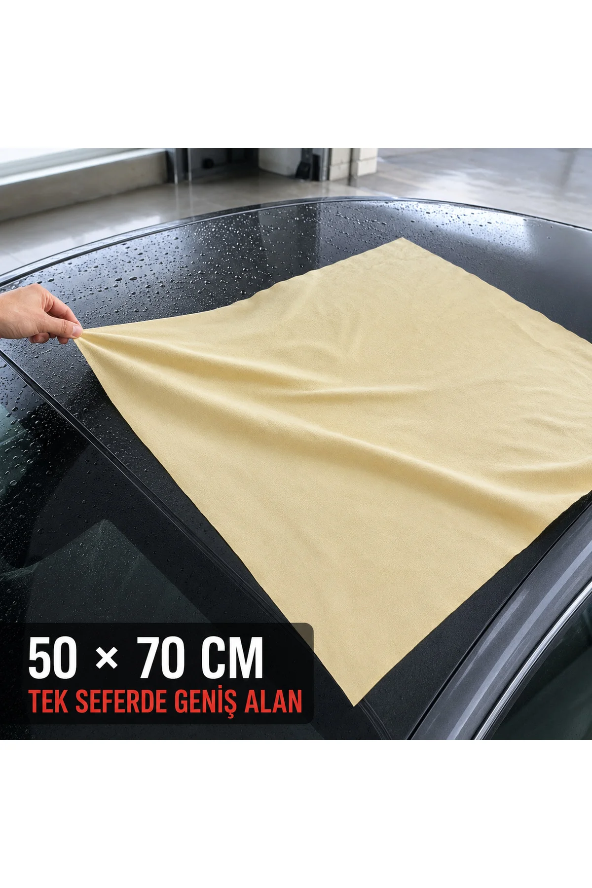 Büyük Boy Güderi Oto Kurulama Bezi 50 × 70 cm – Yüksek Emici, İz ve Tüy Bırakmayan Araç Temizlik Bezi