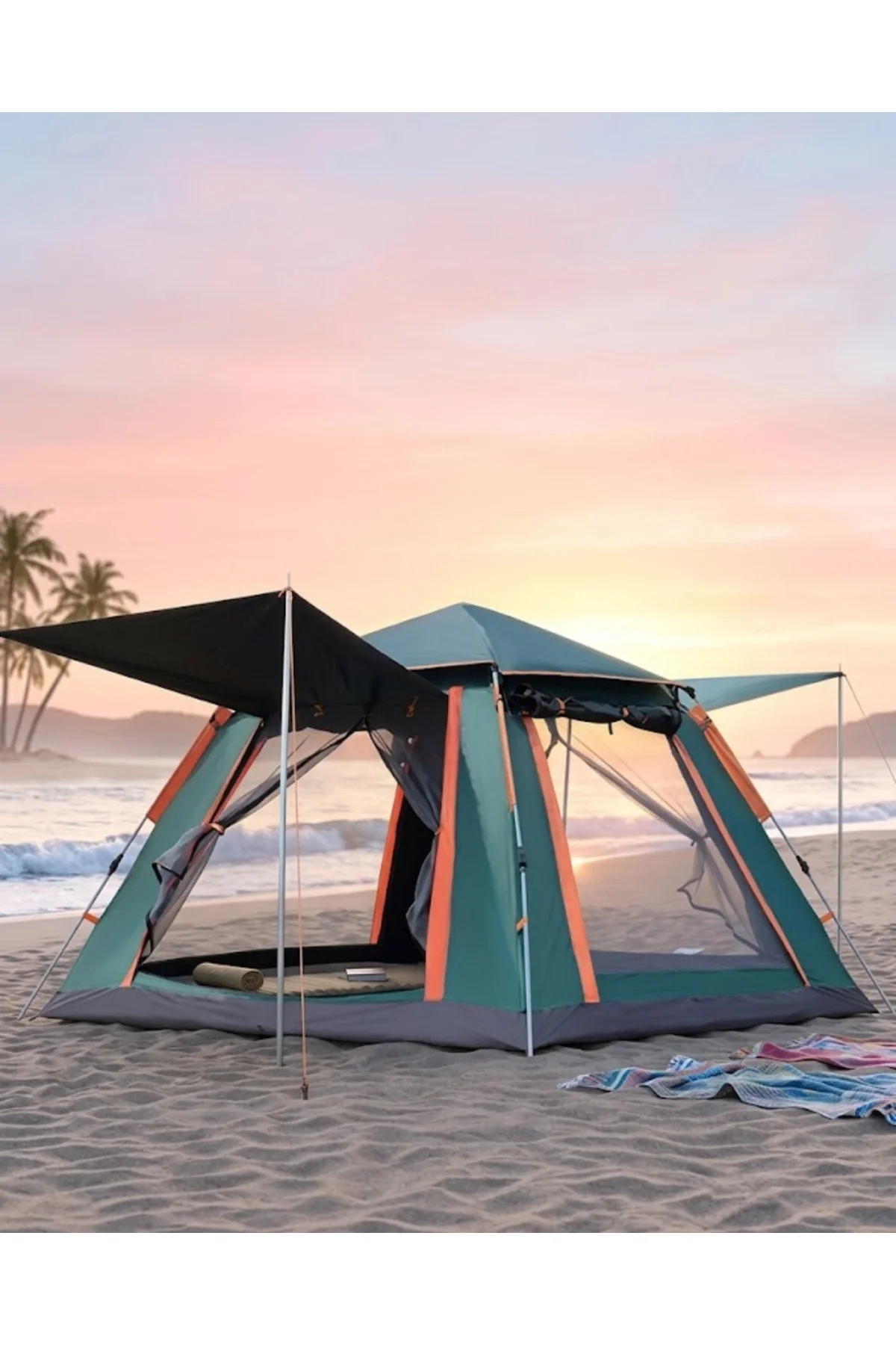 Büyük Boy Kamp Çadırı Güneşlikli 4 5 Kişilik Taşınabilir Outdoor 