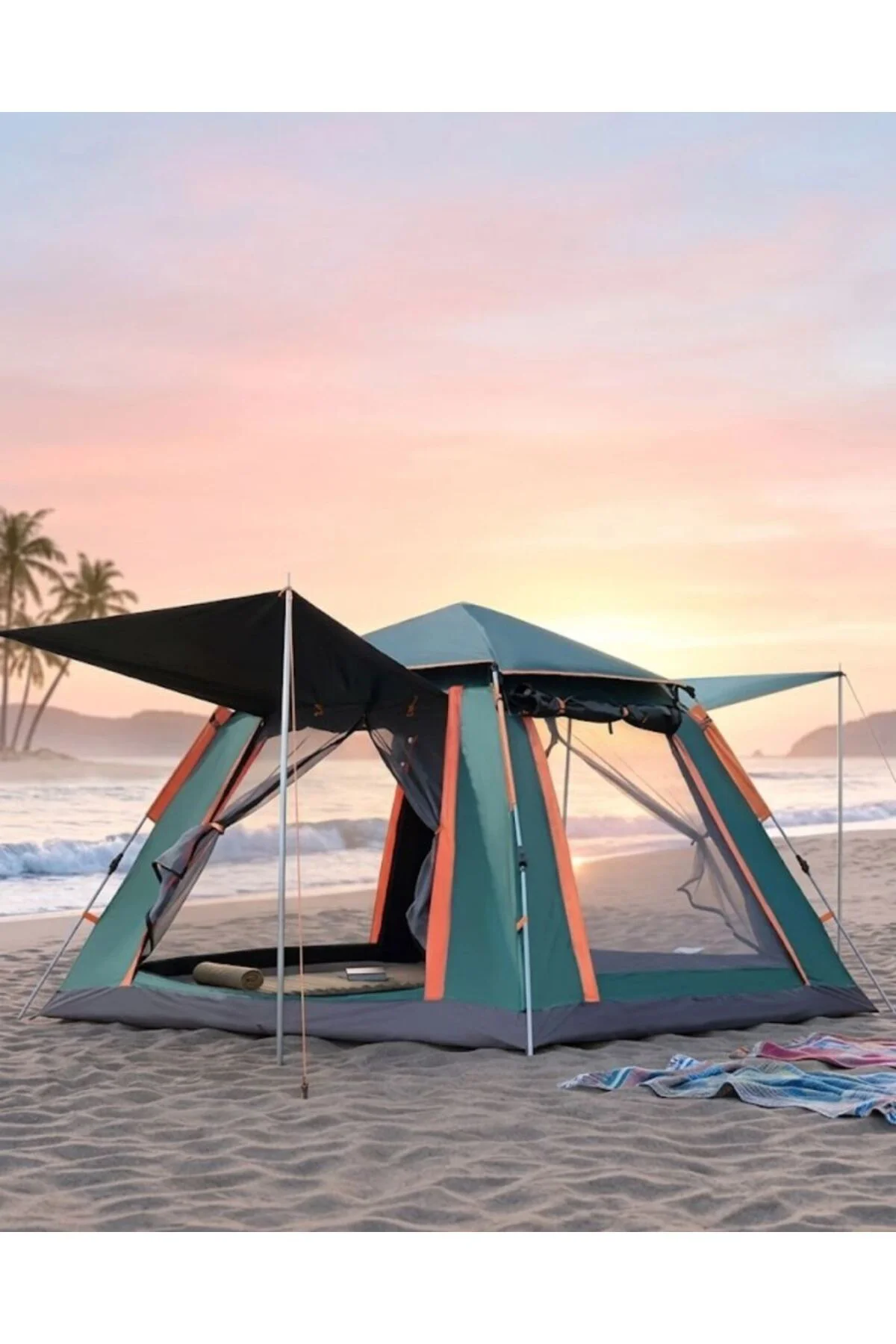 Büyük Boy Kamp Çadırı Güneşlikli 4 5 Kişilik Taşınabilir Outdoor 