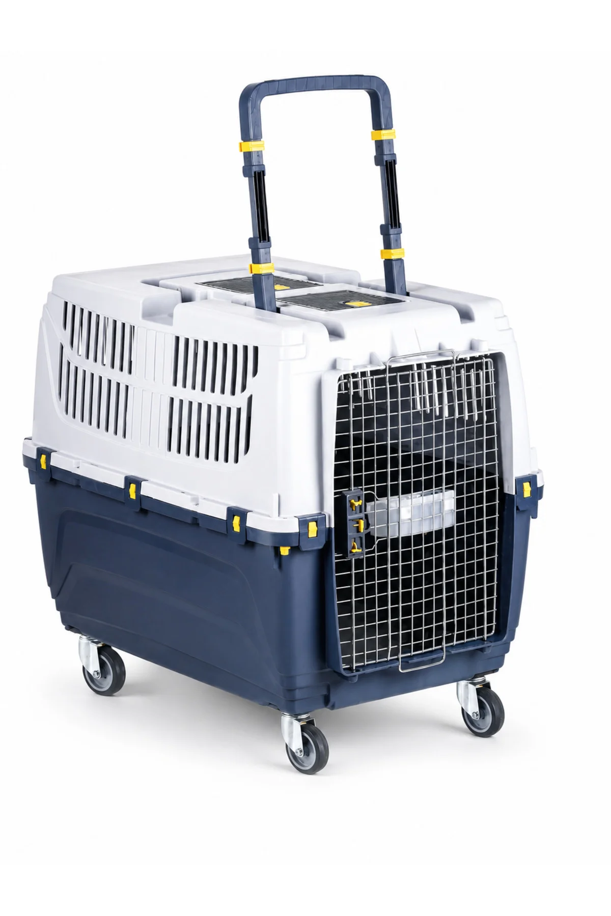 Büyük Boy Köpek Taşıma Kafesi Tekerlekli Çekçekli Metal Kapaklı Pet Seyahat Box 62x73x88 cm