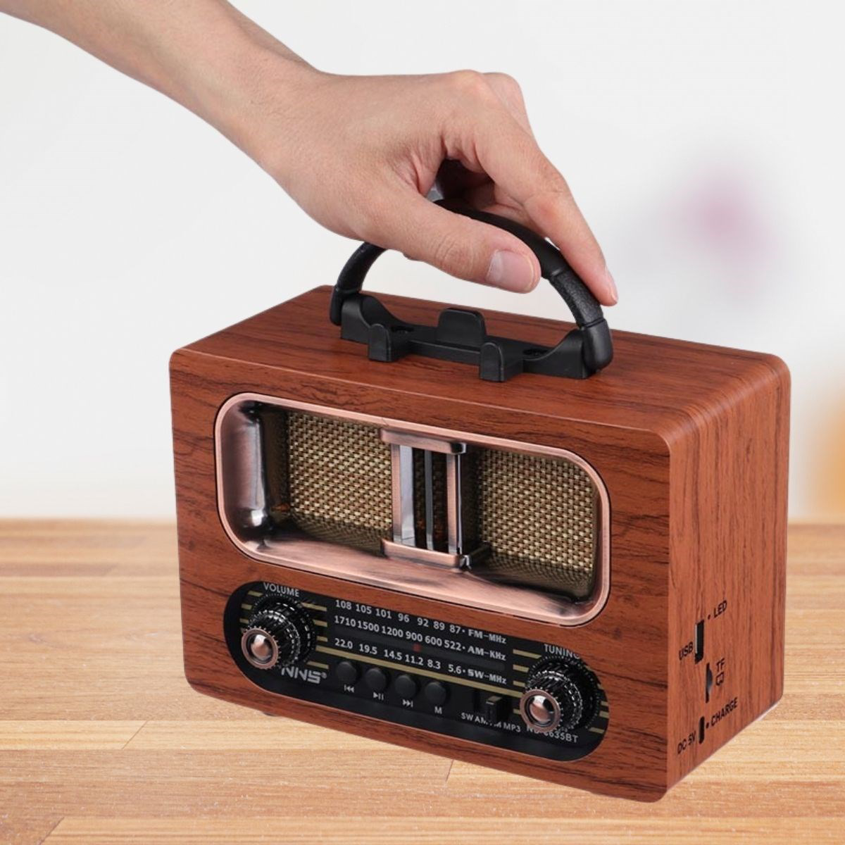 Büyük Boy Retro, Nostaljik, Ahşap Tasarım Bluetooth Hoparlörlü, Ş