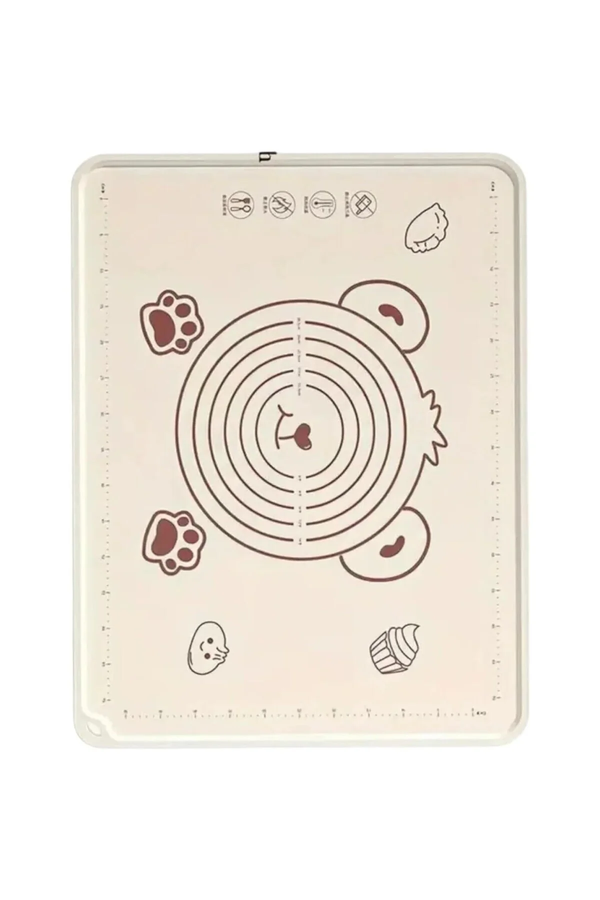 Büyük Boy Silikon Hamur Açma Matı, Krem Rengi, 50x70 cm, Yapışmaz