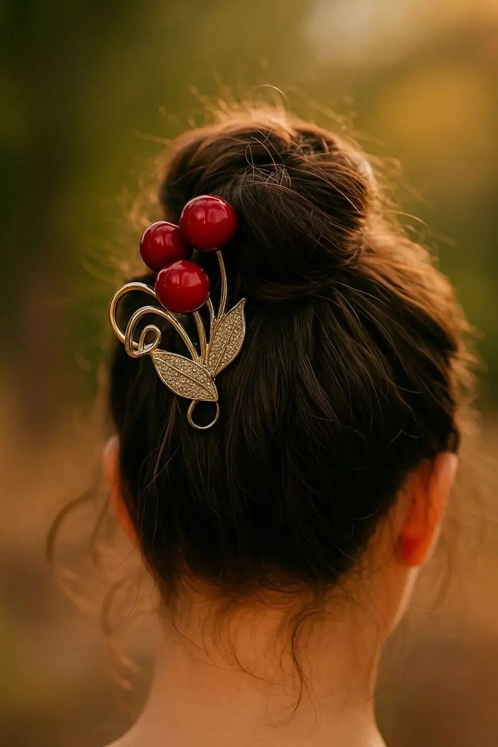 BÜYÜK BOY TAŞLI LÜX METAL KİRAZLI MANDAL TOKA 11 CM