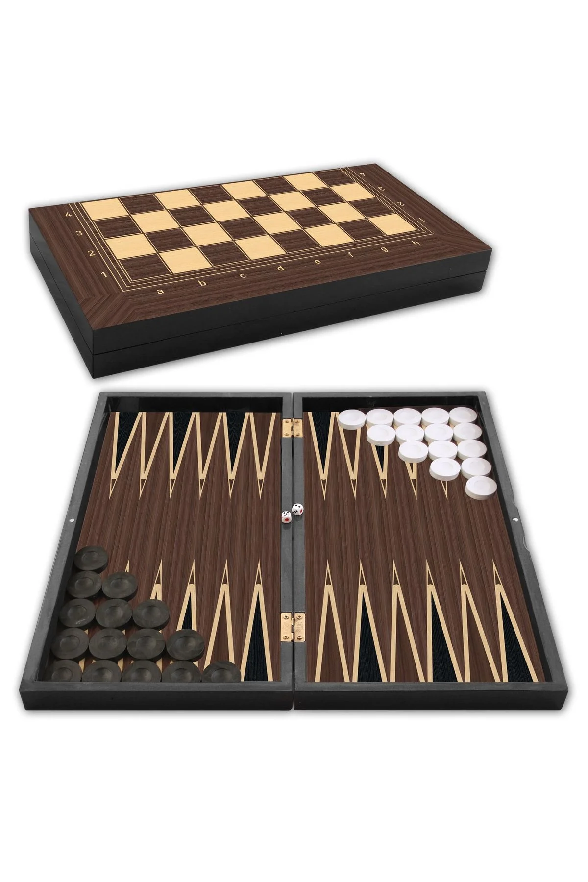 Büyük boy üçlü oyun seti tavla dama satranç 2 kişilik 12 yaş üstü Türkçe dil seçeneği
