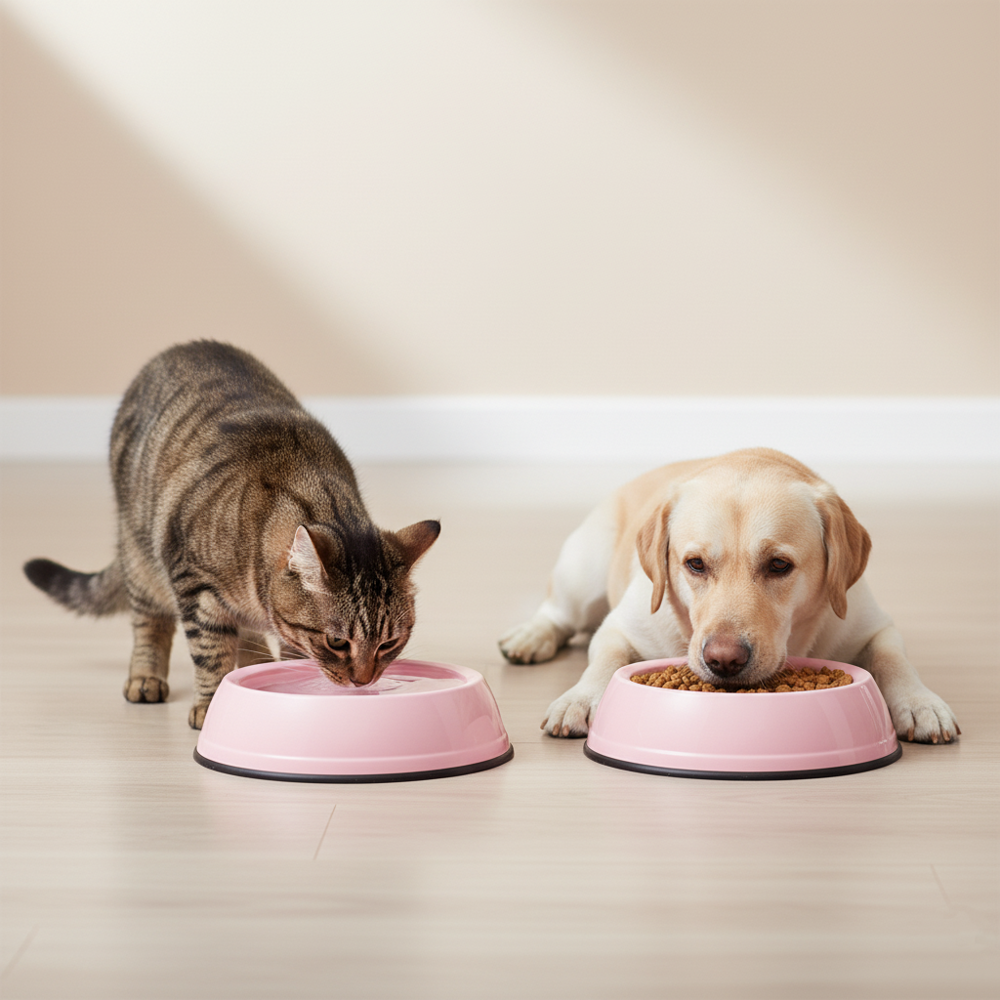 Büyük Boy Yuvarlak Kedi Köpek Mama Kabı Dayanıklı Plastik 22cm Ru