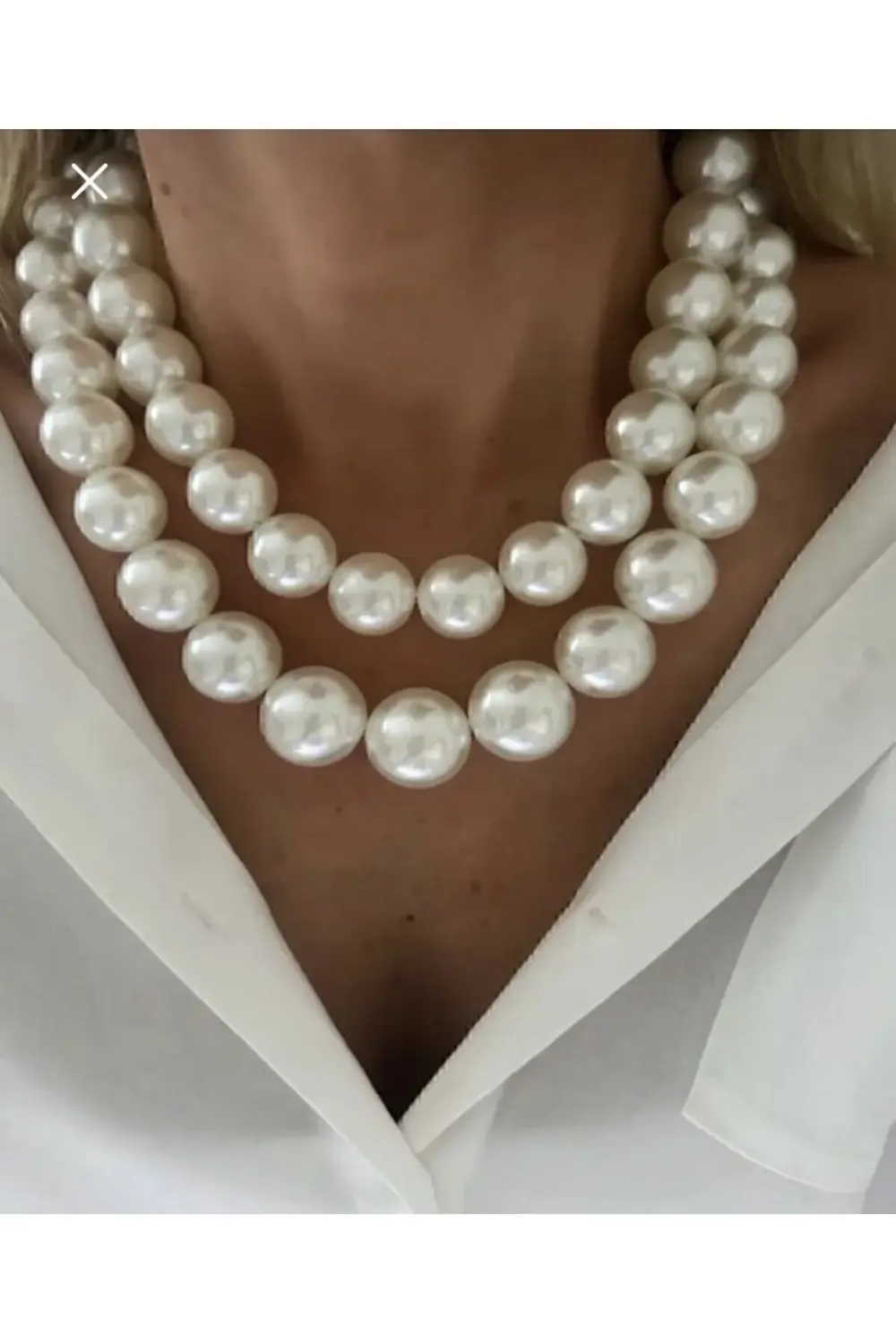 Büyük Cam İnci Çift Sira Kolye choker