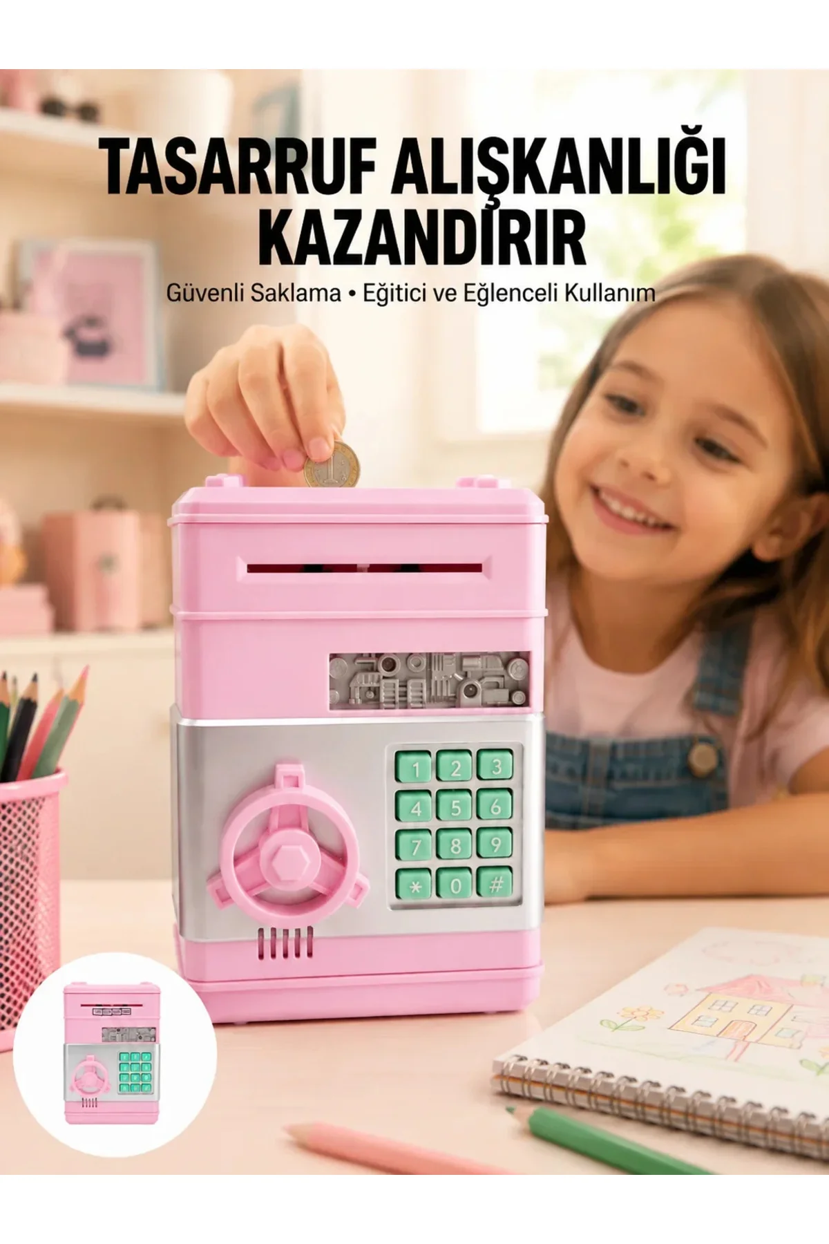 Büyük Hazneli Şifreli Para Tasarruf Kumbarası Büyük Hazneli Şifreli Para Tasarruf Kumbarası