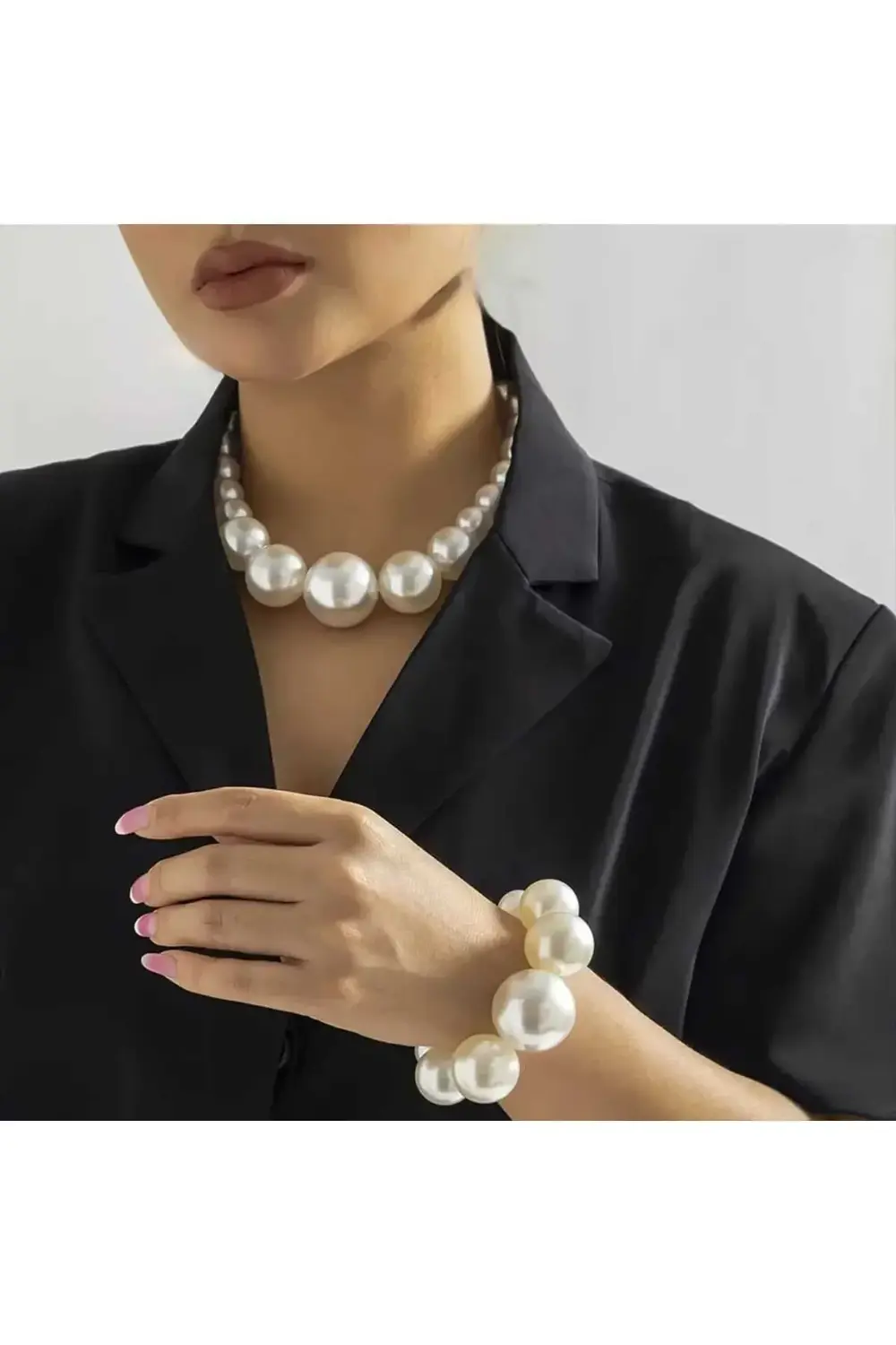 BÜYÜK İNCİ KOLYE BİLEKLİK SETİ