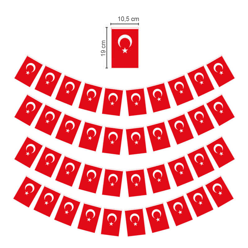 Büyük ipli Türk Bayrağı Kağıt İpli Bayrak - 1 Adet