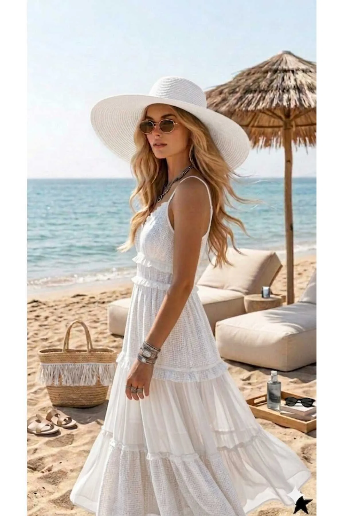 Büyük Kanatlı - Geniş Siperli Klasik Tarz Plaj Doğal Hasır Şapka Premium Trend Boater İçten Ayarlanabilir İpli Siyah Bej Beyaz Camel Krem
