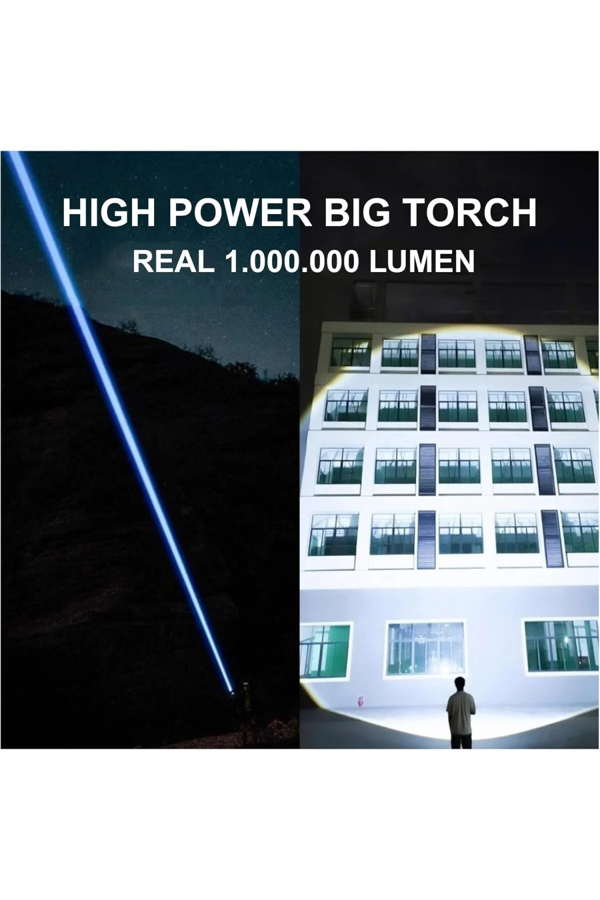 Büyük Ultra Güçlü El Feneri, 1000000 Lümen Güçlü Işık, 5 Farklı I