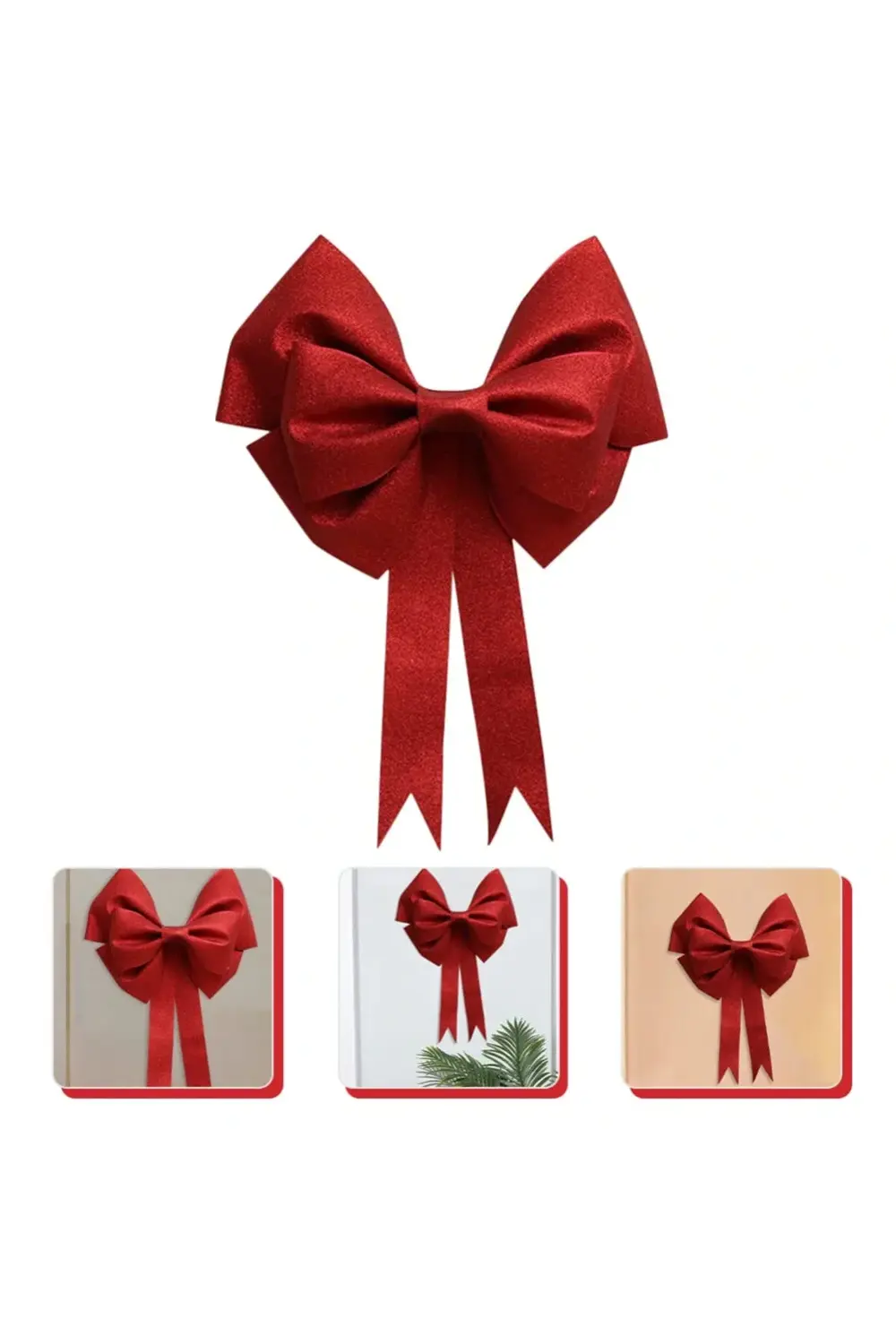 Büyük ve Kaliteli Kırmızı Simli Eva Fiyonk Dekor Yılbaşı Doğum Gü