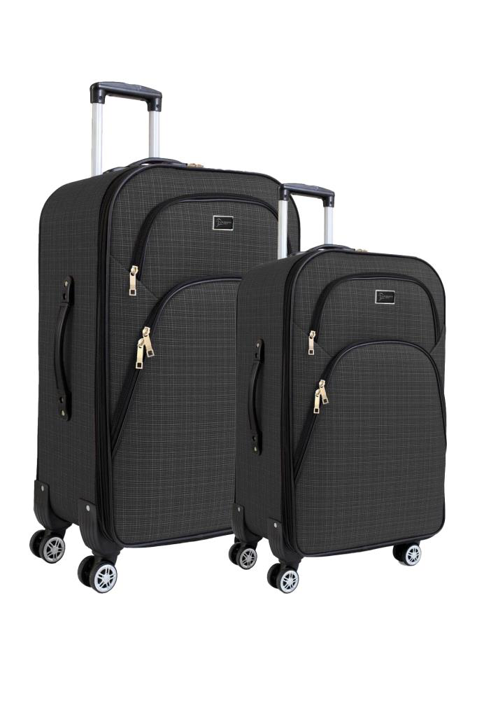 Büyük ve Orta Boy Valiz Seti 4 Teker Kumaş Valiz Antrasit 1081