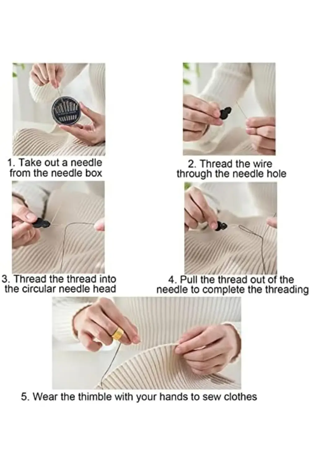 Tuhafiyecimiz Büyüteçli Dikiş Kutusu (50 Parça) Yüksük, İplik Geçirici, Makas,