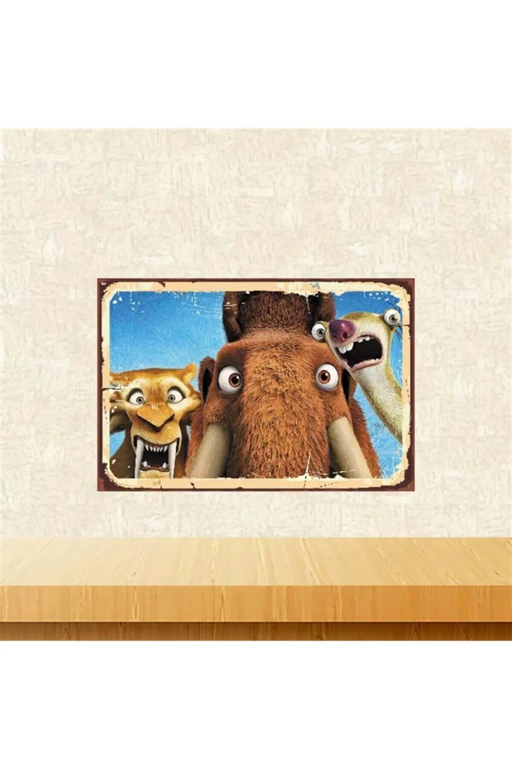 Buz Devri 20-30 cm Retro Ahşap Poster Tkfx3943
