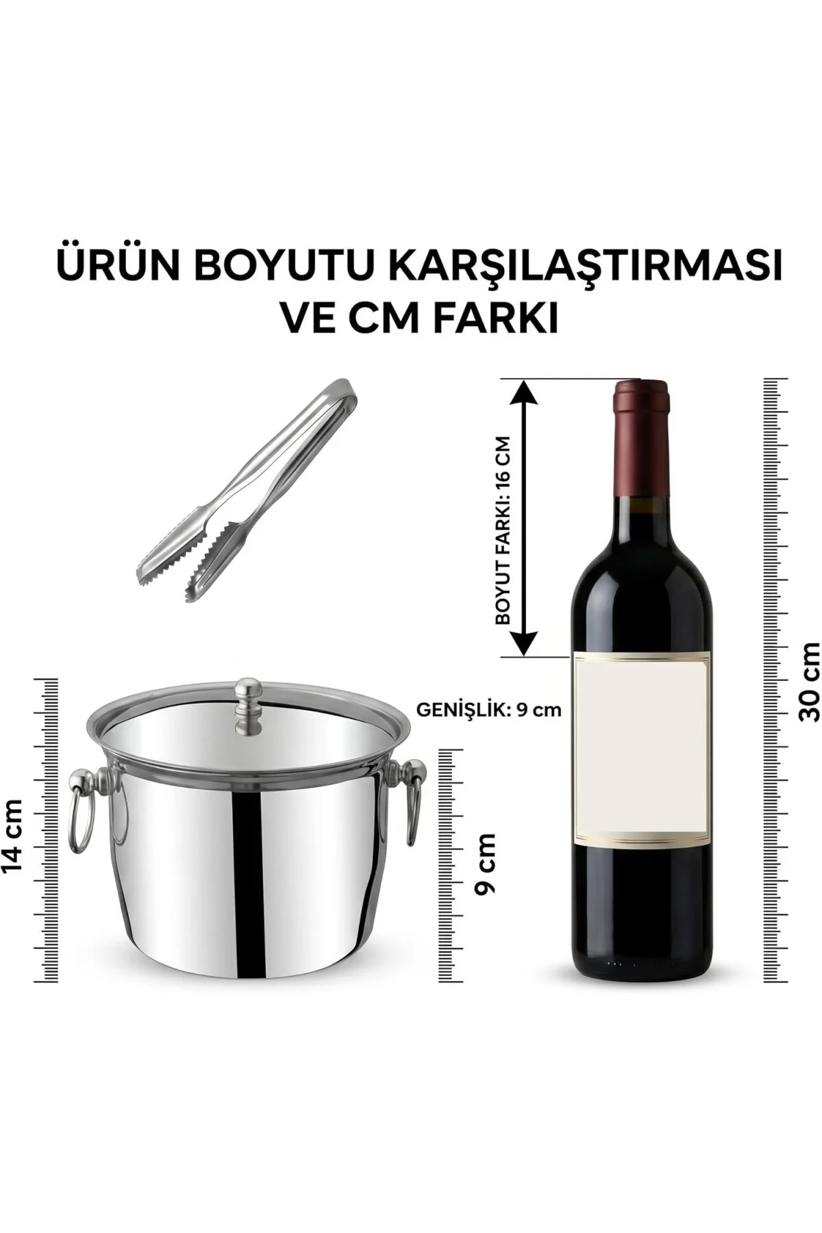 Buz Kovası 304 Paslanmaz Çelik Ve Buz Maşası Seti Buz Termosu 721