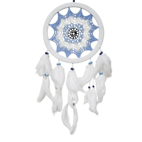 Just Cheap Store Buz Mavisi Renginde Nazar Motifli Kuş Tüylü Duvar Süsü
