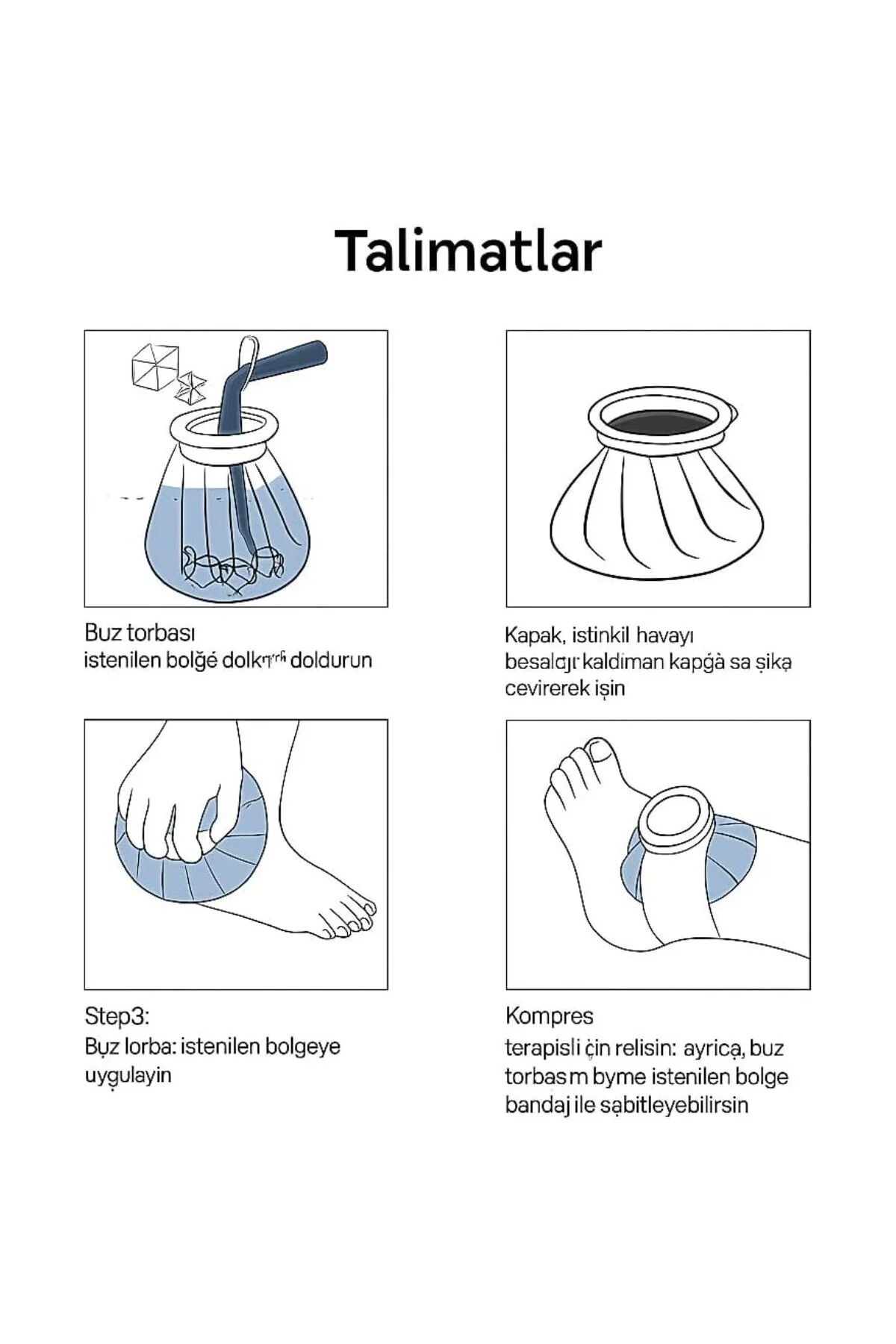 Buz Torbası Soğuk Kompres Torbası Emniyetli Kapaklı Su Geçirmez Kumaş