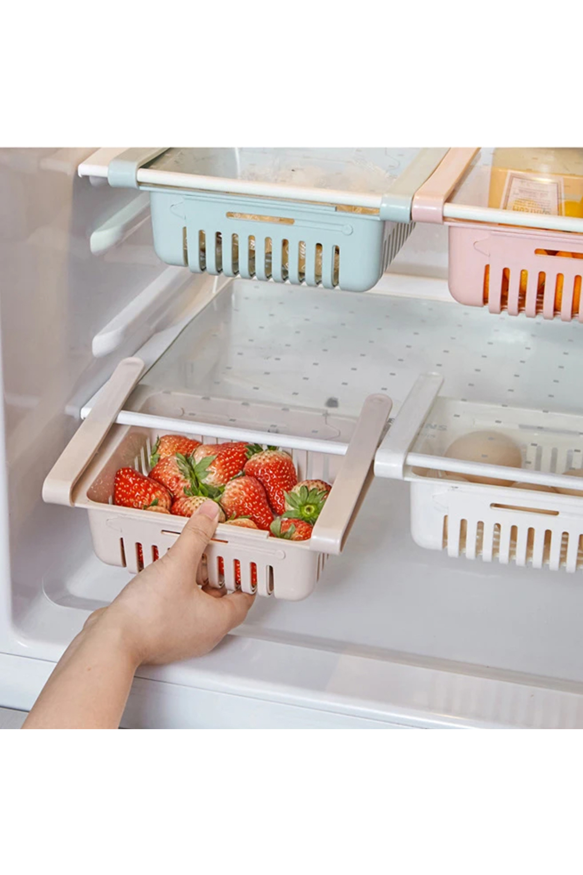 BUZDOLABI İÇİ GEÇMELİ DÜZENLEYİCİ RAF - PRATİK ORGANİZER BUZDOLAB