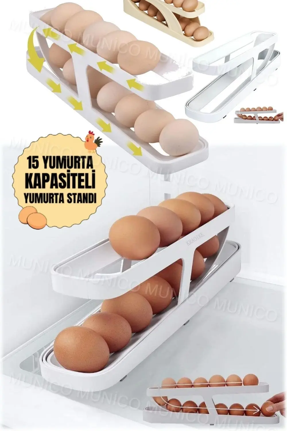 Buzdolabı İçin Yumurta Organizatör Plastik Kaydırmalı Kompakt Tas