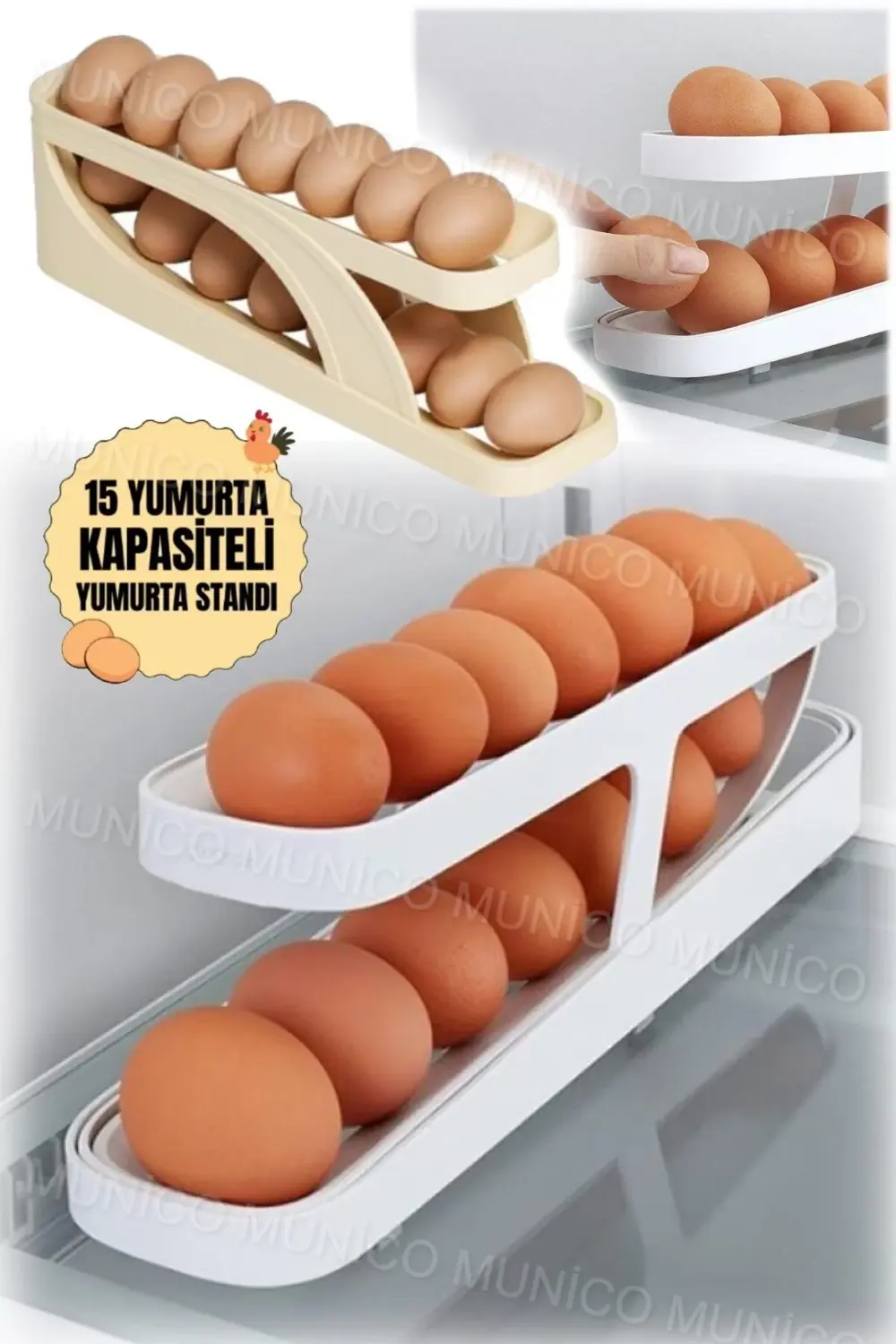 Buzdolabı İçin Yumurta Organizatör Plastik Kaydırmalı Kompakt Tas