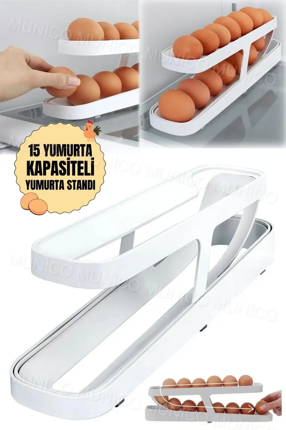 Buzdolabı İçin Yumurta Organizatör Plastik Kaydırmalı Kompakt Tas