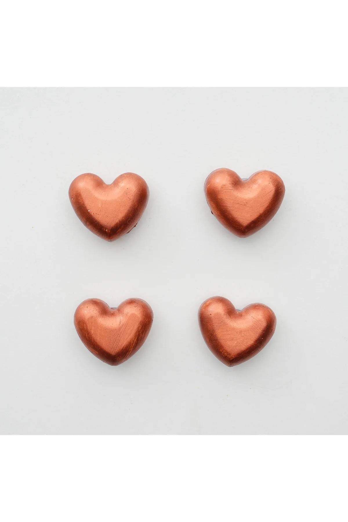 Buzdolabı Magnet, Buzdolabı Süsü - Kalp Set 1 - Bronz