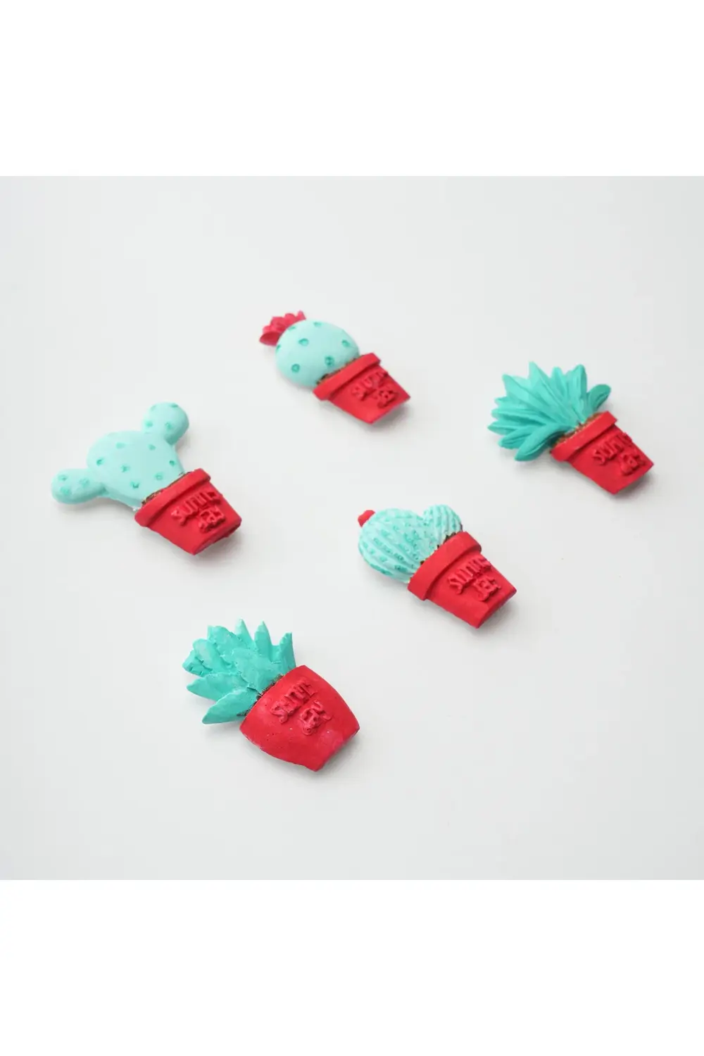 Buzdolabı Magnet, Buzdolabı Süsü - Kaktüs Set 3 - Kırmızı