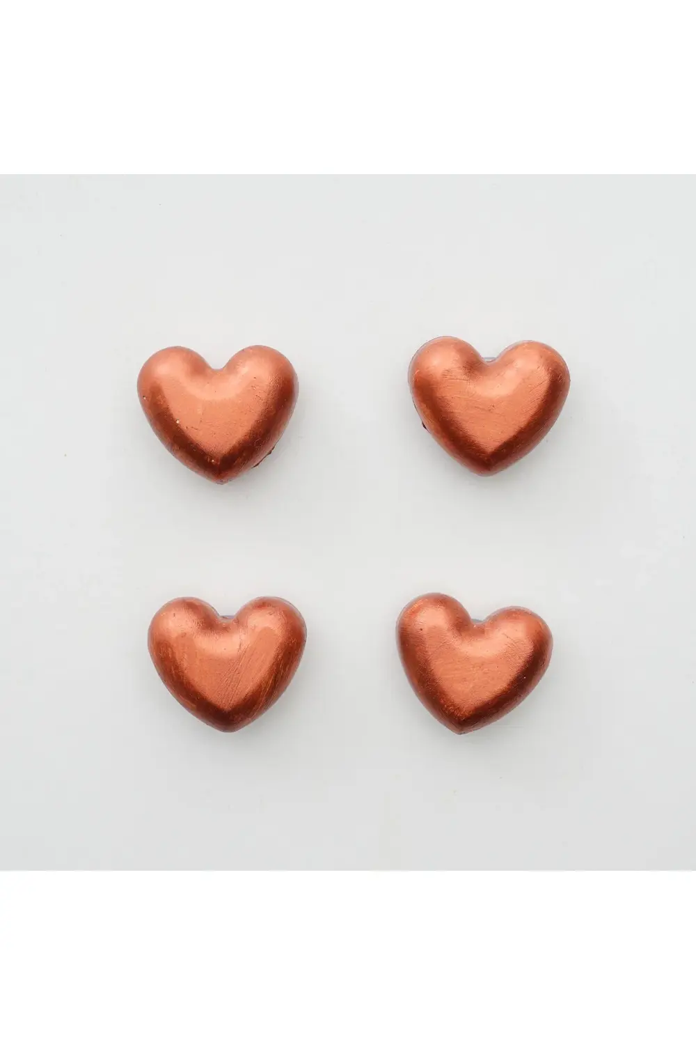 Buzdolabı Magnet, Buzdolabı Süsü - Kalp Set 1 - Bronz