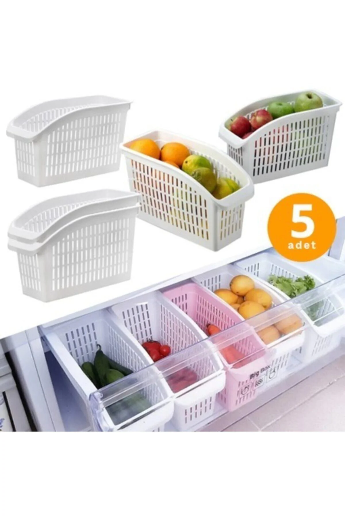 Buzdolabı Sepeti Dolap Içi Düzenleyici Sepet Organizer 5 Adet