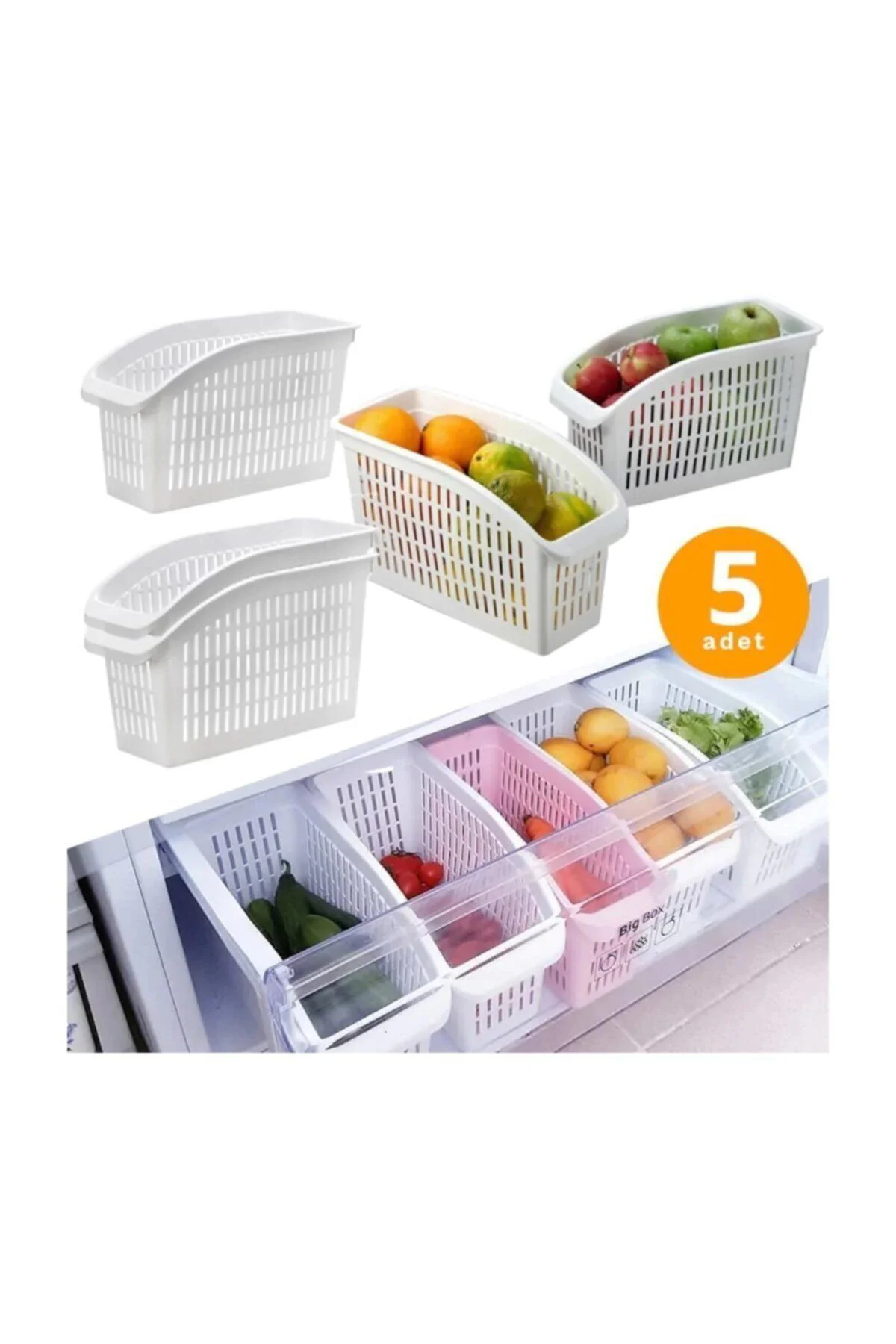Buzdolabı Sepeti Dolap Içi Düzenleyici Sepet Organizer 5 Adet