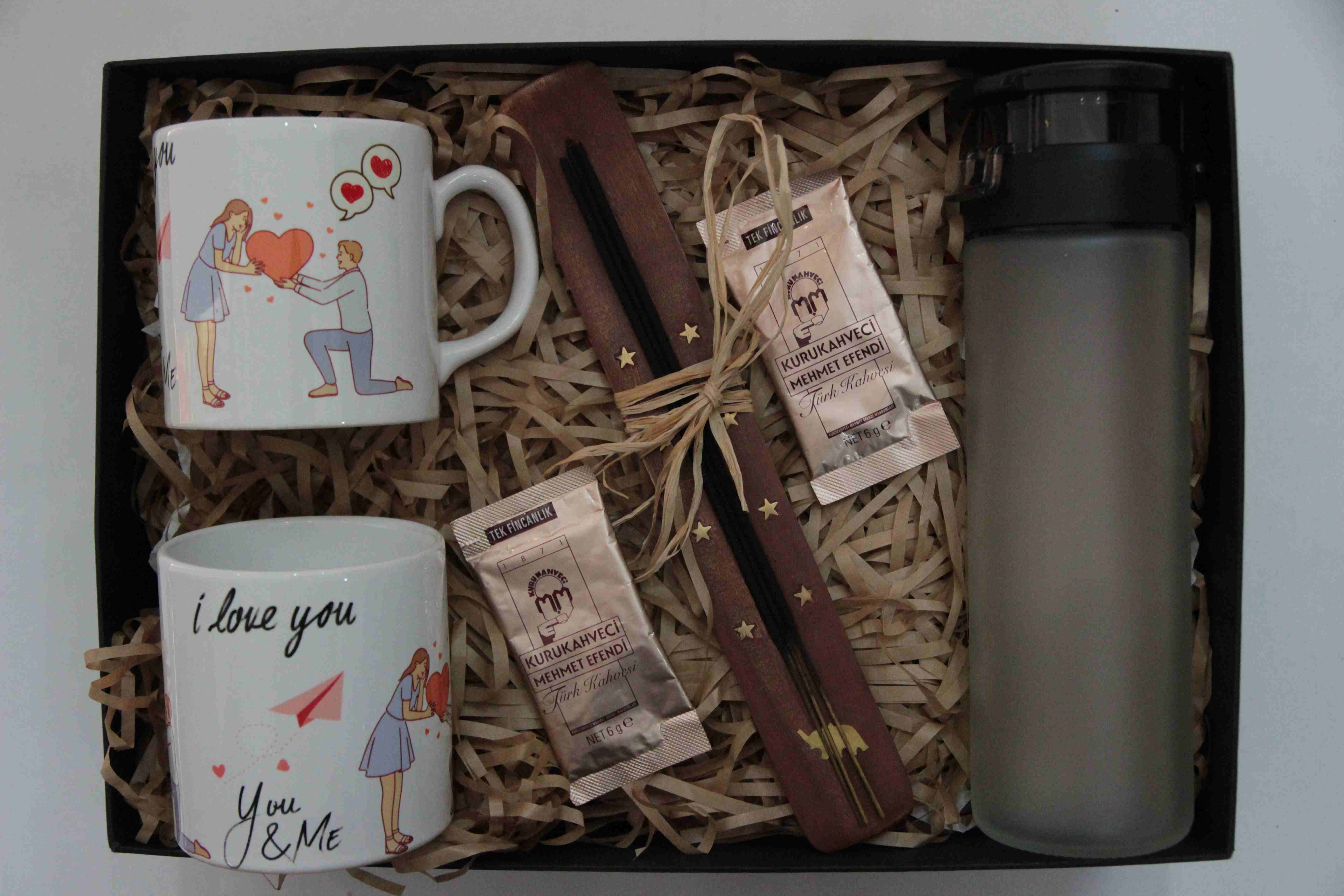 Home Buzlu Su Matara Tütsülük Çiftli Kupa Türk Kahvesi Sevgiliye Hediye Seti