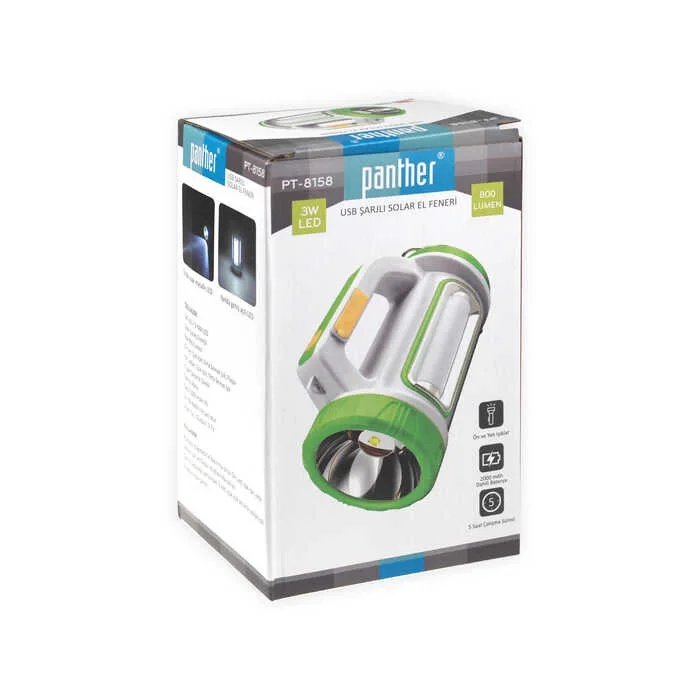 BX PT-8158 SOLAR USB ŞARJLI EL FENERİ