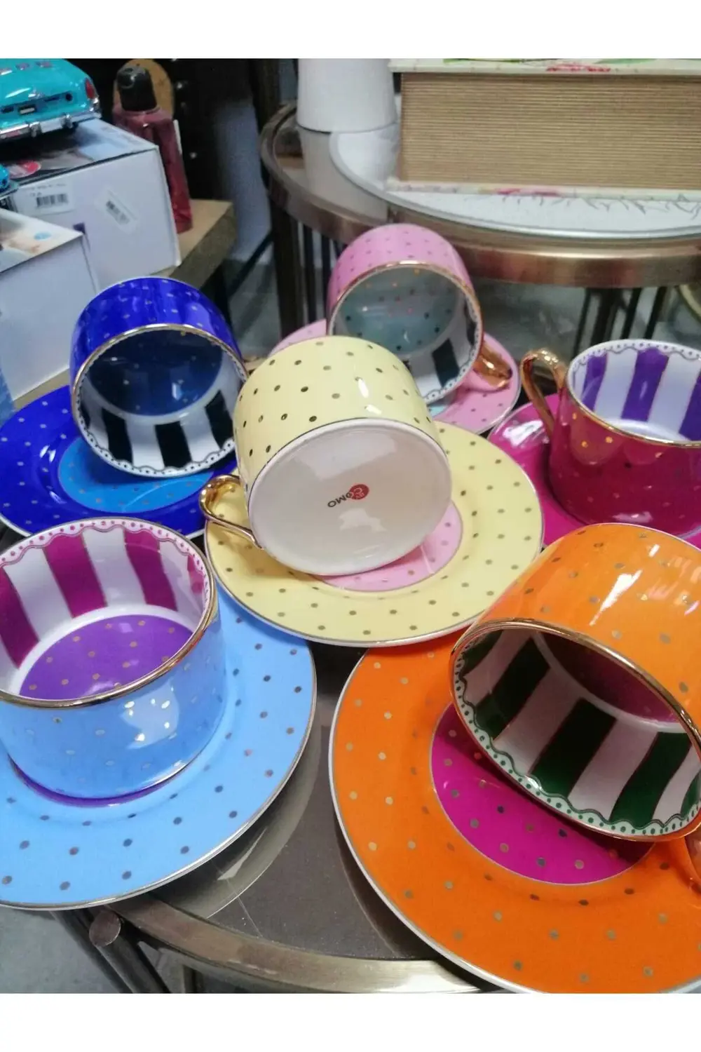 By Como Puantiyeli 6 Kişilik Çay&Kahve Fincan Takımı