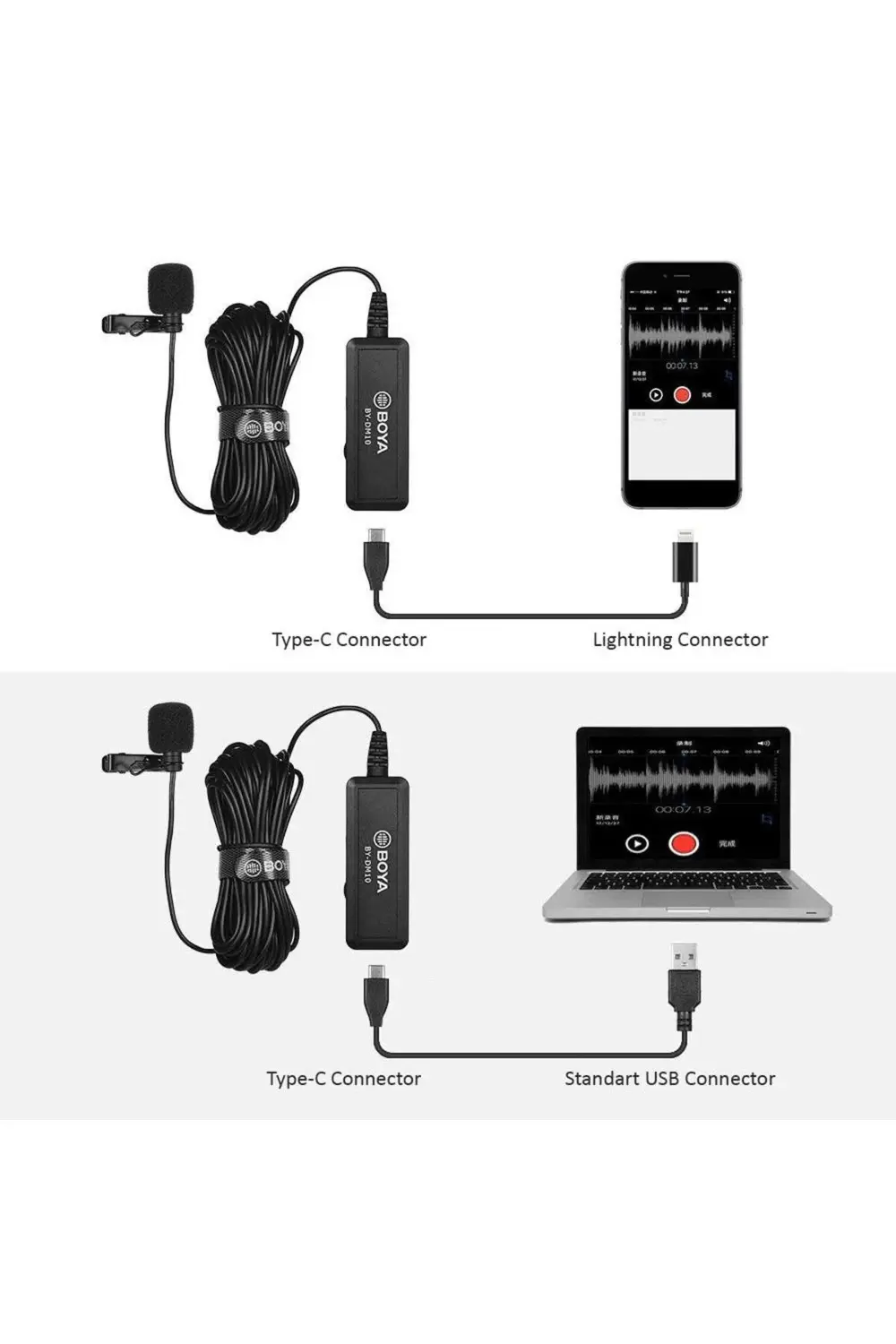 BY-DM10 PC Iphone Telefon Yaka Mikrofonu