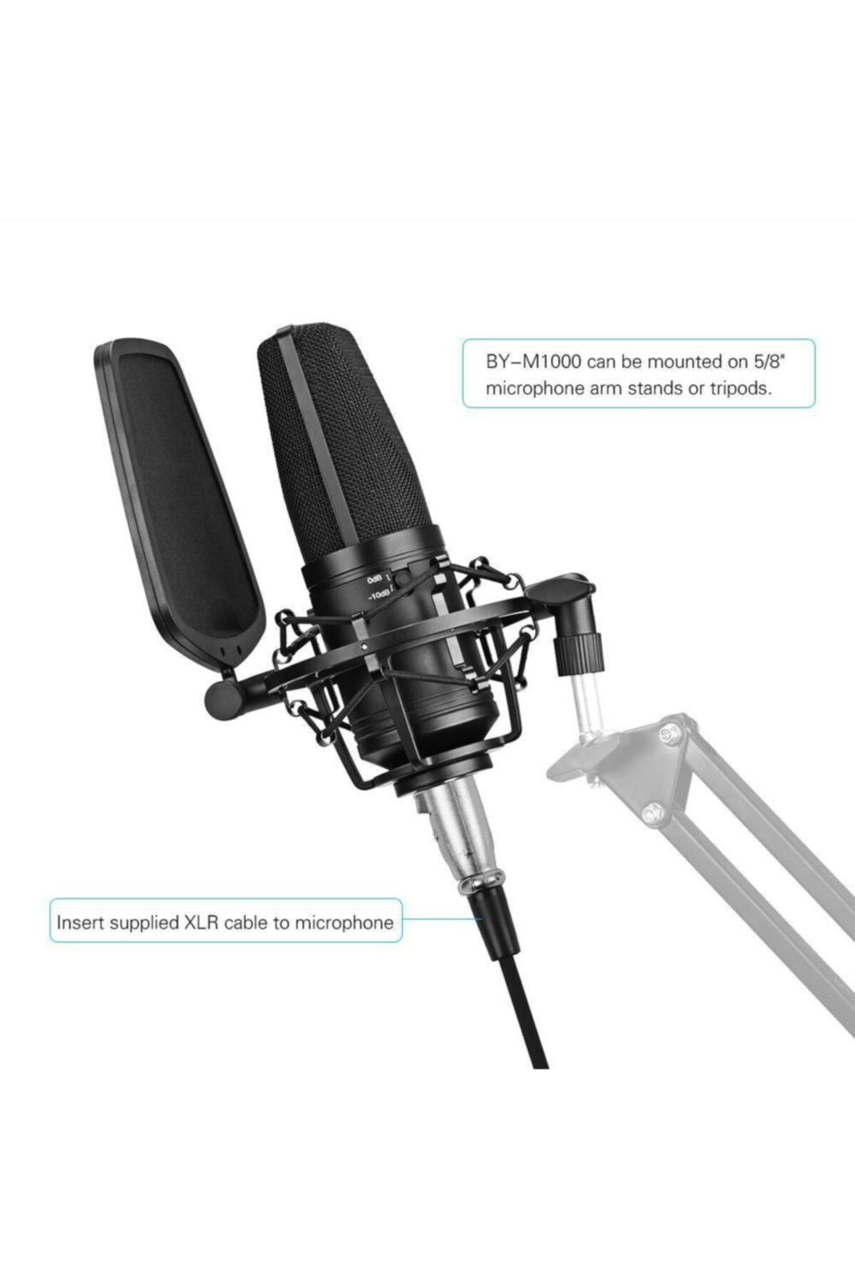 By-m1000 Profesyonel Podcast Radyo Canlı Yayın Mikrofonu