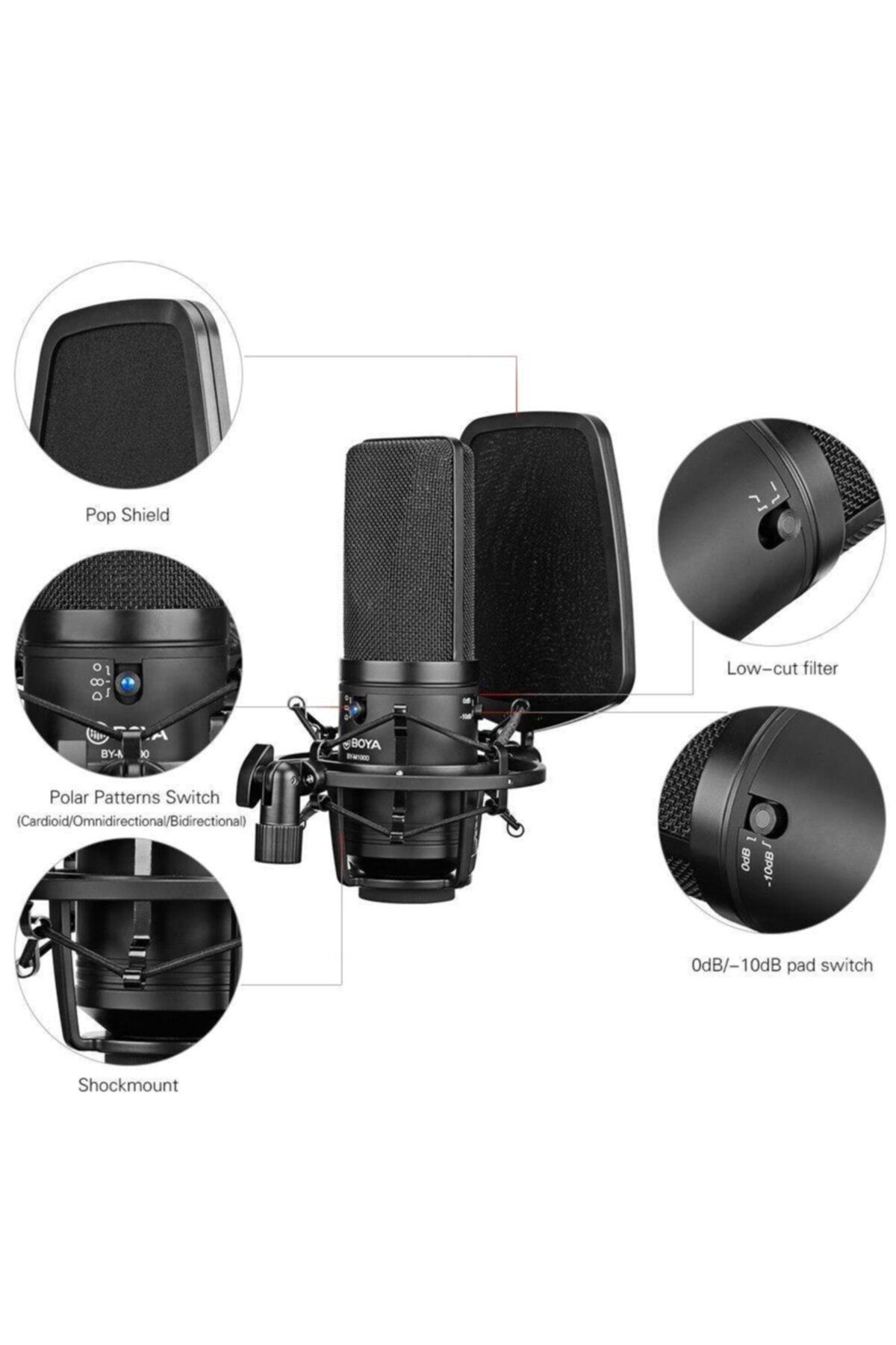 By-m1000 Profesyonel Podcast Radyo Canlı Yayın Mikrofonu