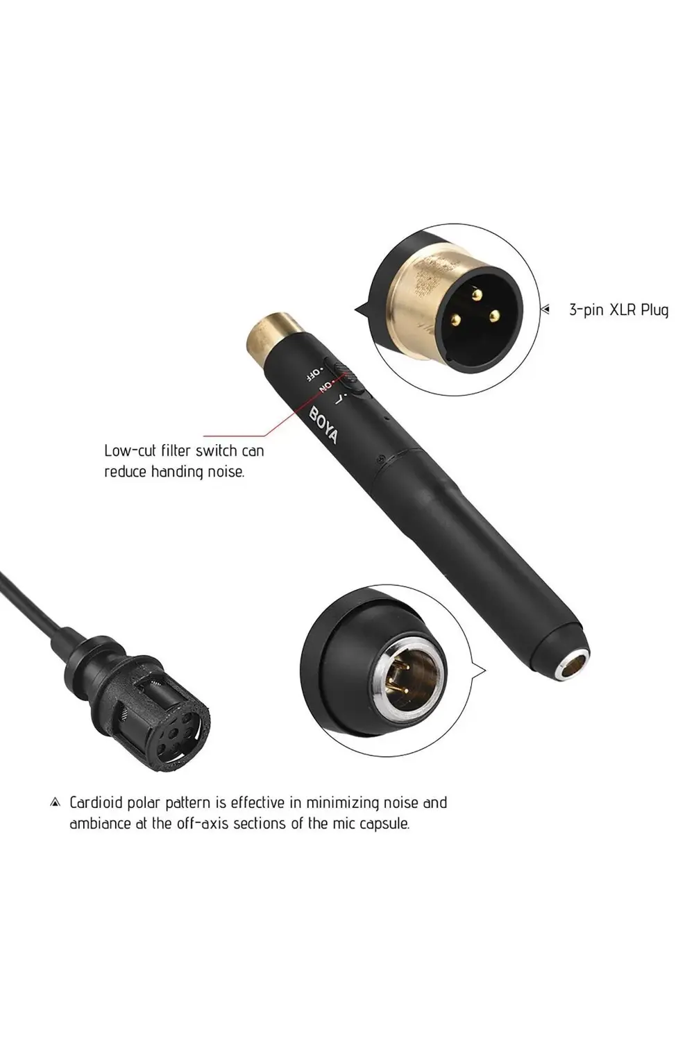 BY-M11C Tek Yönlü XLR Yaka Mikrofonu