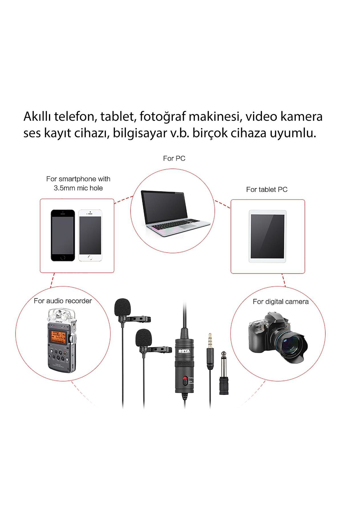 BY-M1DM Çok Yönlü İkili Yaka Mikrofonu