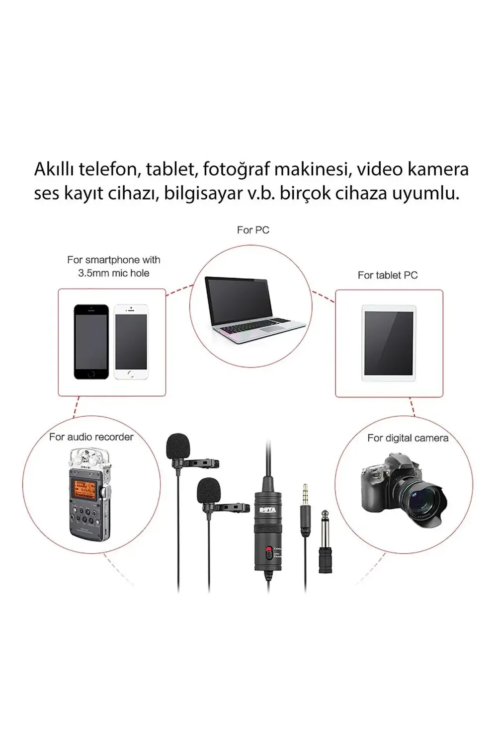 BY-M1DM Çok Yönlü İkili Yaka Mikrofonu