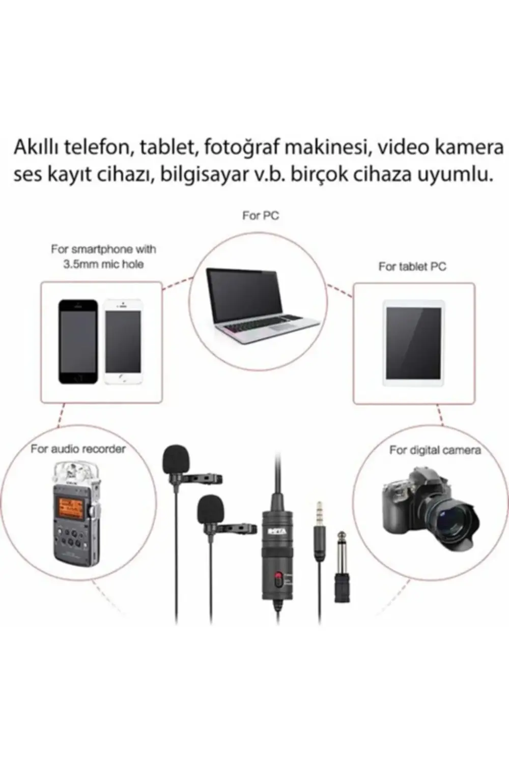 By-m1dm Ikili Bilgisayar Ses Kayıt Cihazı Ikili Yaka Mikrofonu