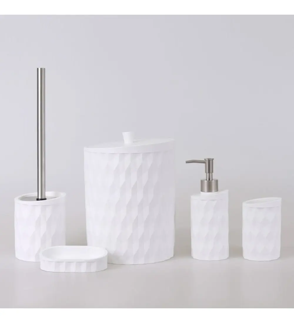 By Selim Prizma Polyester Banyo Seti 5 Parça Beyaz