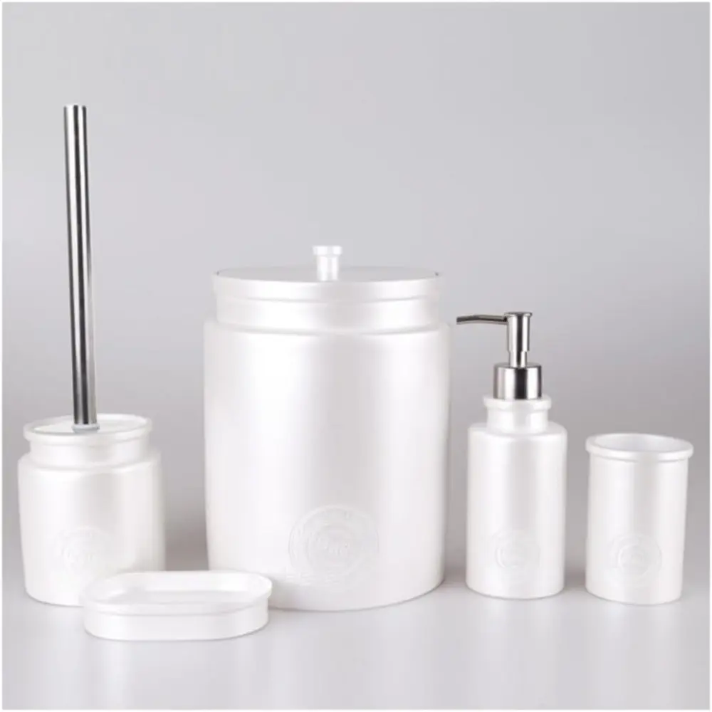 By Selim Stamp Sedef 5 Parça Polyester Banyo Seti