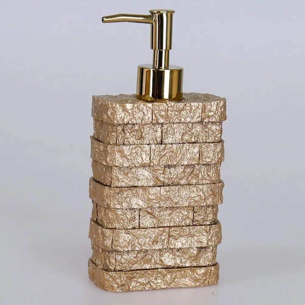 By Selim Stone Altın 5 Parça Polyester Banyo Seti