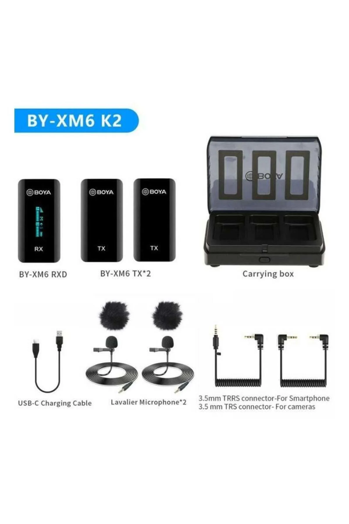 By-Xm6-K2 Ultra Kompakt Ikili Kablosuz Yaka Mikrofon Kiti