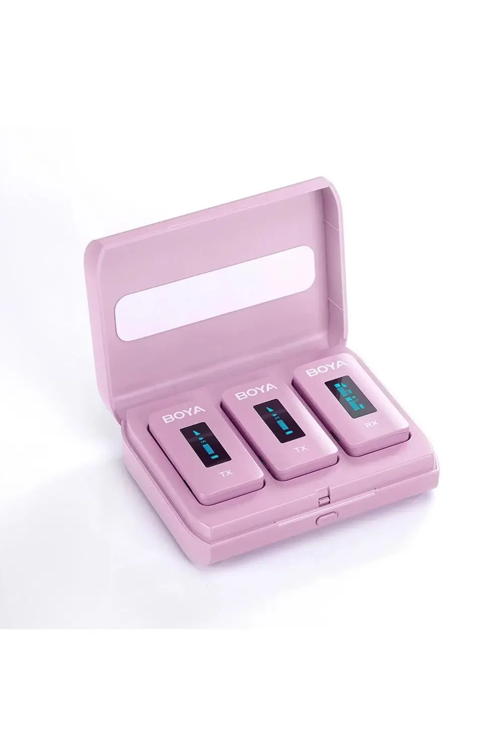 BY-XM6-K2P Kablosuz İkili Yaka Mikrofonu (Pembe)