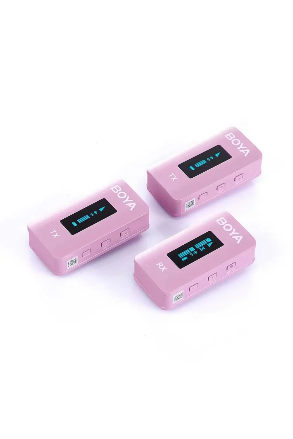 BY-XM6-K2P Kablosuz İkili Yaka Mikrofonu (Pembe)