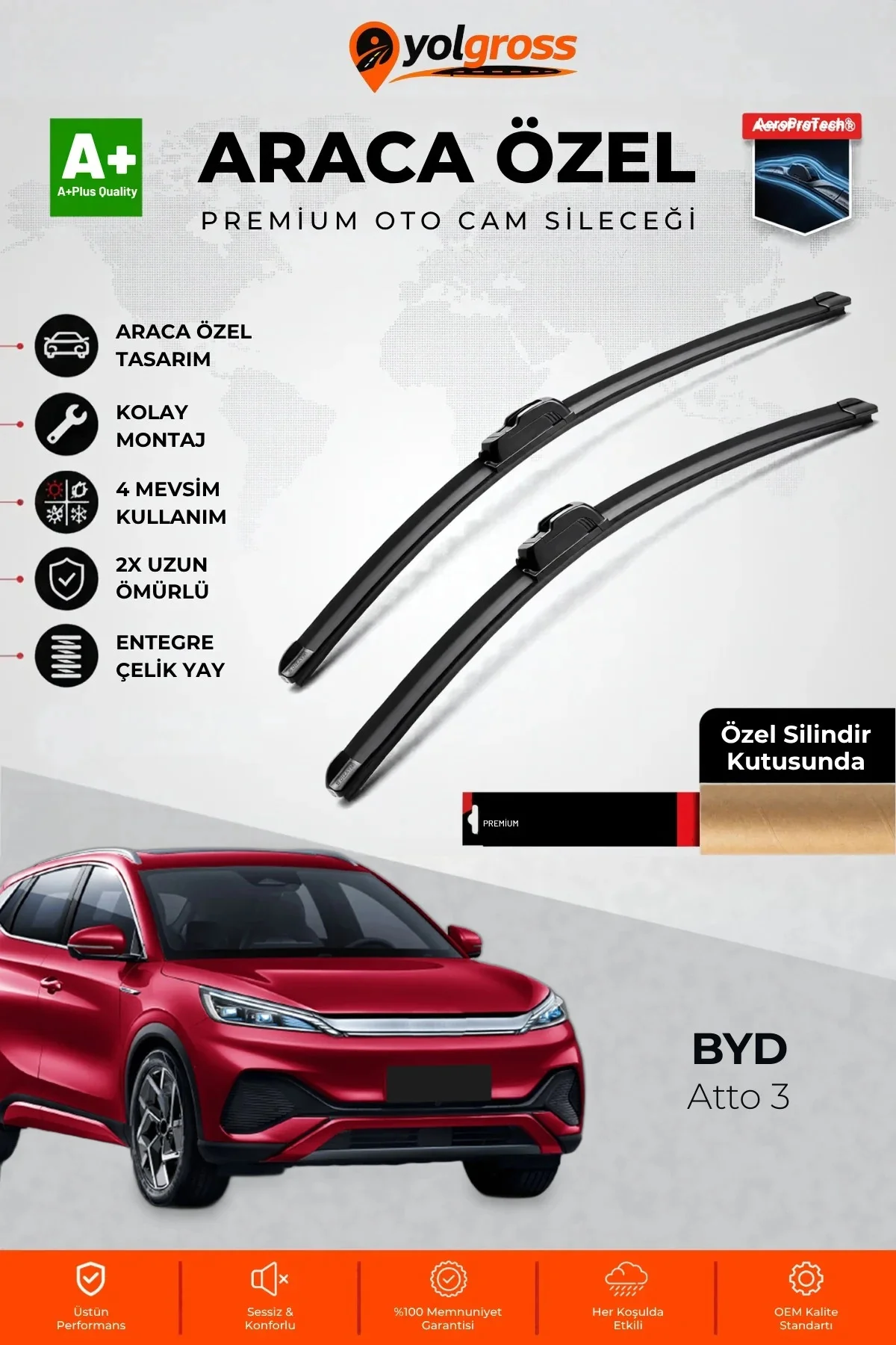 BYD Atto 3 Ön Cam Silecek Seti 2022 Üzeri Premium Araca Özel 60-43 Cm A+ Kalite BYD Atto 3 Ön Cam Silecek Seti 2022 Üzeri Premium Araca Özel 60-43 Cm A+ Kalite