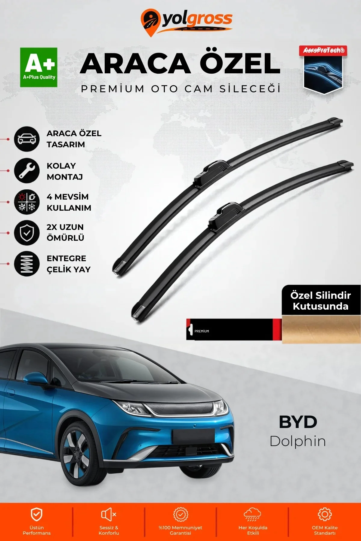 BYD Dolphin Ön Cam Silecek Seti 2023 Üzeri Premium Araca Özel 60-38 Cm A+ Kalite BYD Dolphin Ön Cam Silecek Seti 2023 Üzeri Premium Araca Özel 60-38 Cm A+ Kalite